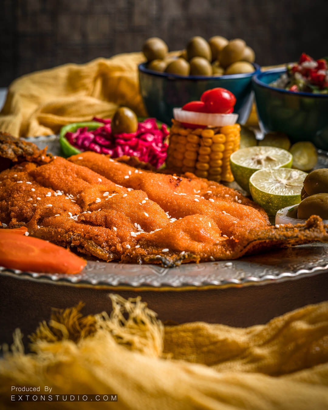 Promotional photography of fried fish